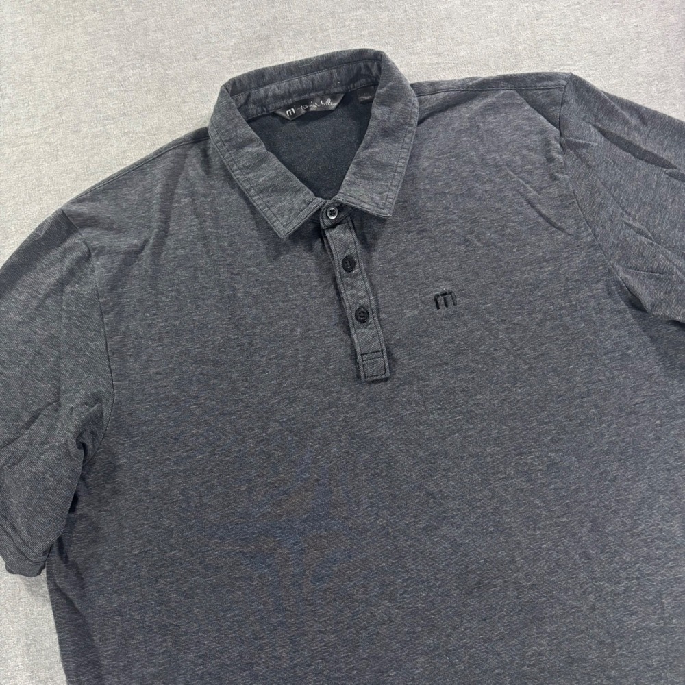 TravisMathew Mens XXL Charcoal Gray Heather Pima Cotton Blend Short Sleeve Polo